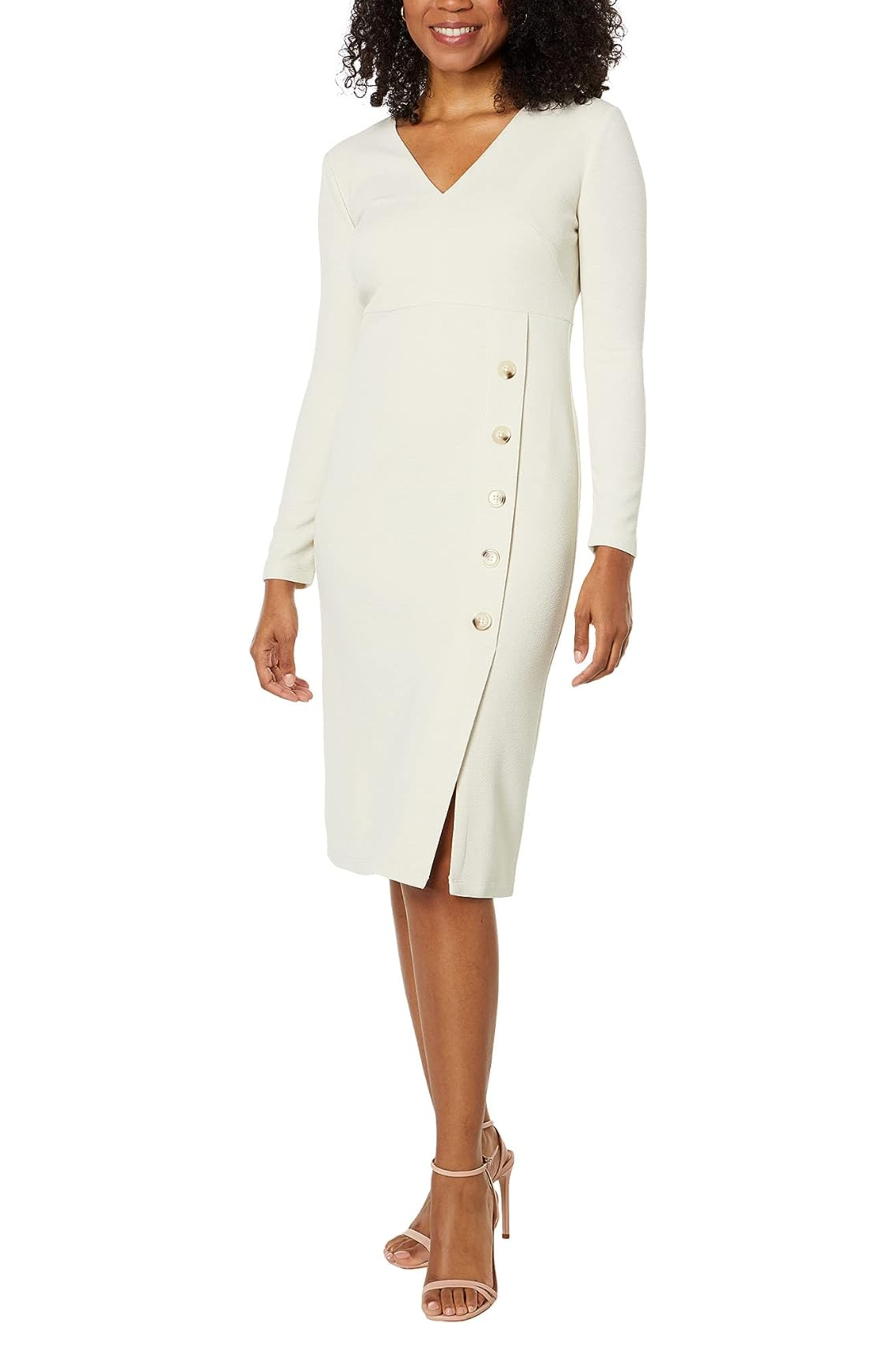 MARTHA V-Neck Side Button Dress