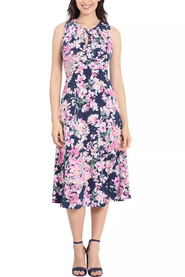 Floral A Line Midi Dress